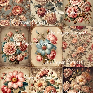 ANTIQUE FLOWERS Digikit digikit digital printable digital vintage flower florals, botanicals illustration ThePaperOutpost paper outpost shop