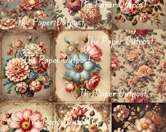 ANTIQUE FLOWERS Digikit digikit digital printable digital vintage flower florals, botanicals illustration ThePaperOutpost paper outpost shop