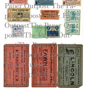 Tickets #1 Vintage Digital Printable Kit Old Tickets Vintage Tickets ...