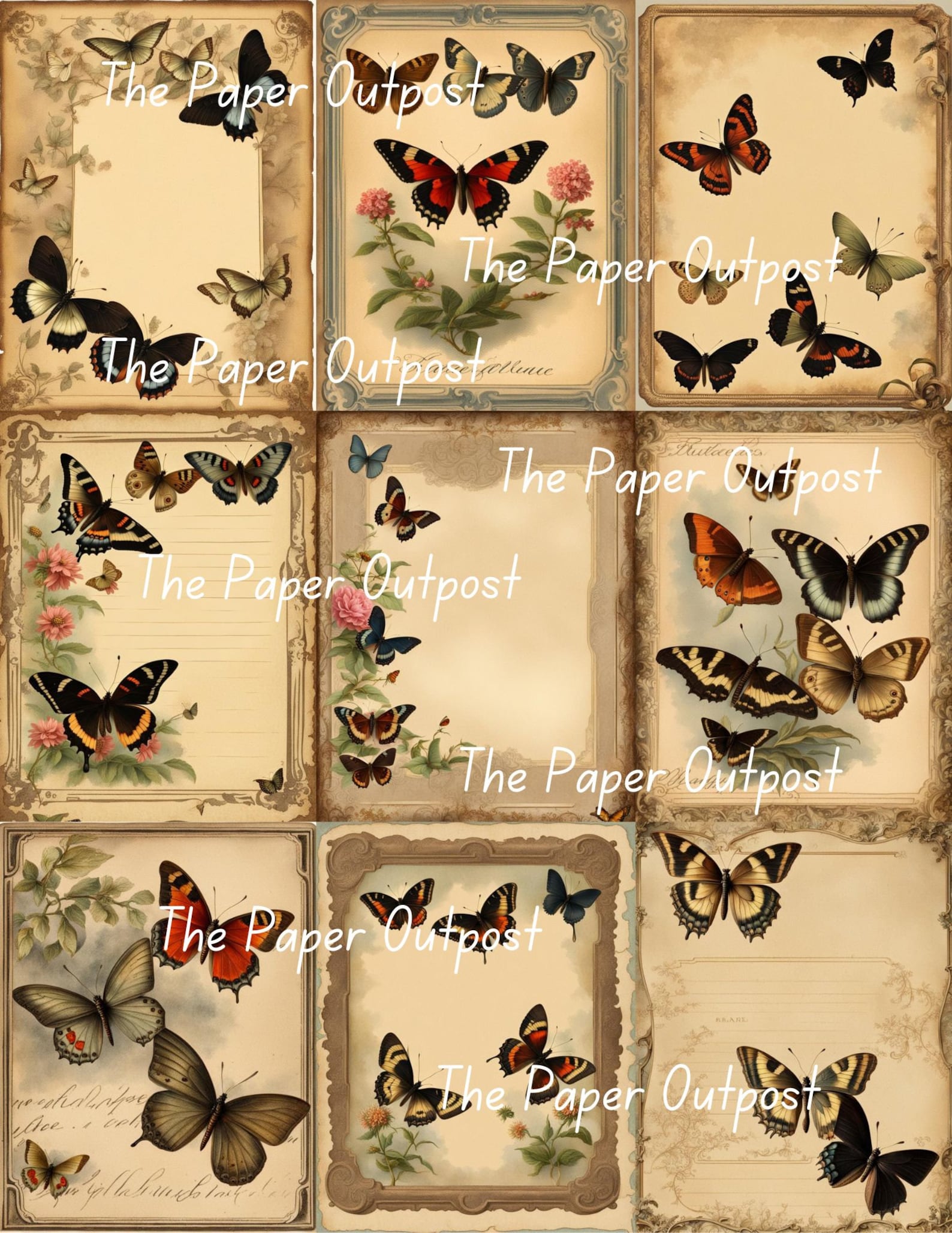Vintage Butterfly Labels: Printable Digital Collage Kit (digital ...