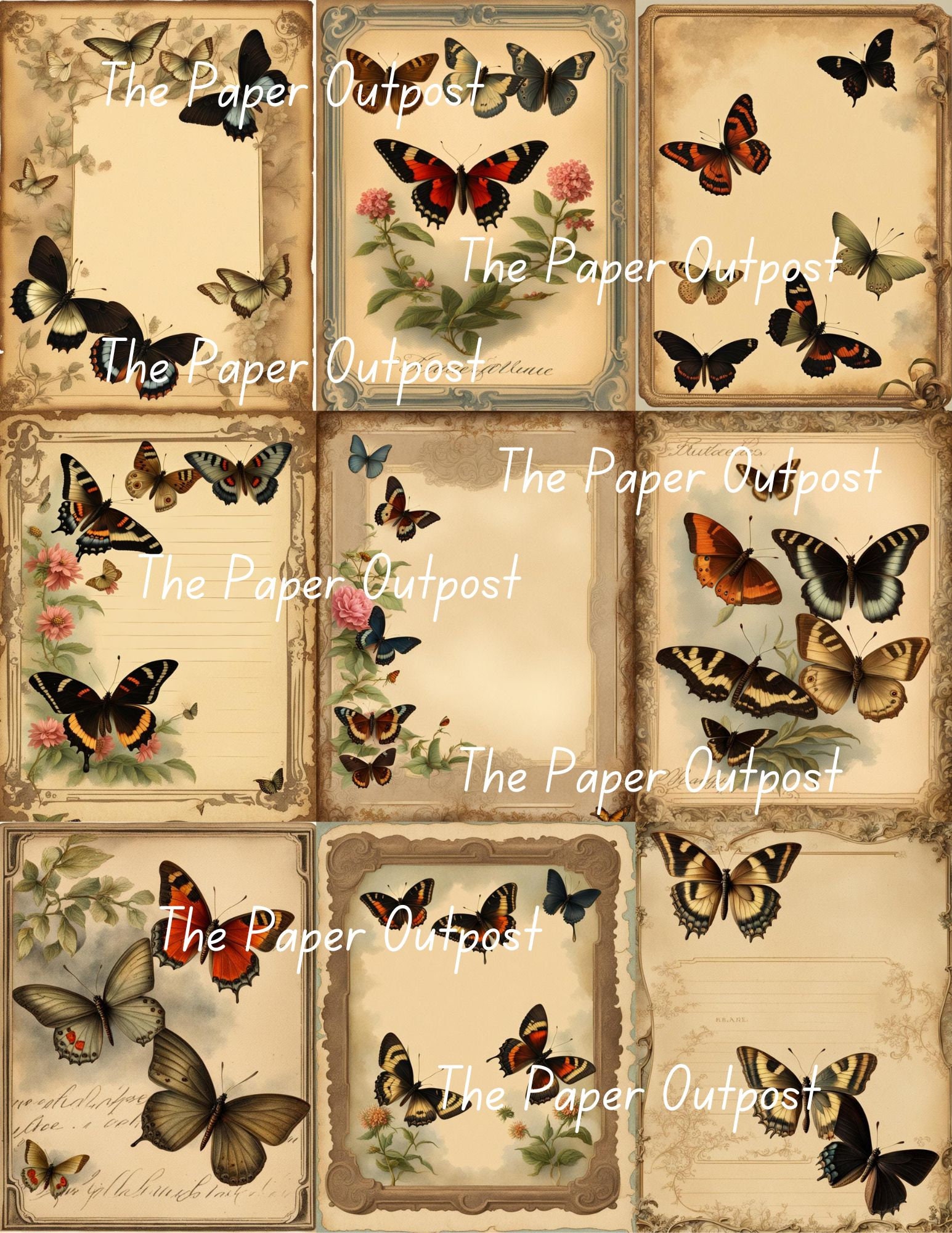 Vintage Butterfly Labels: Printable Digital Collage Kit (digital ...
