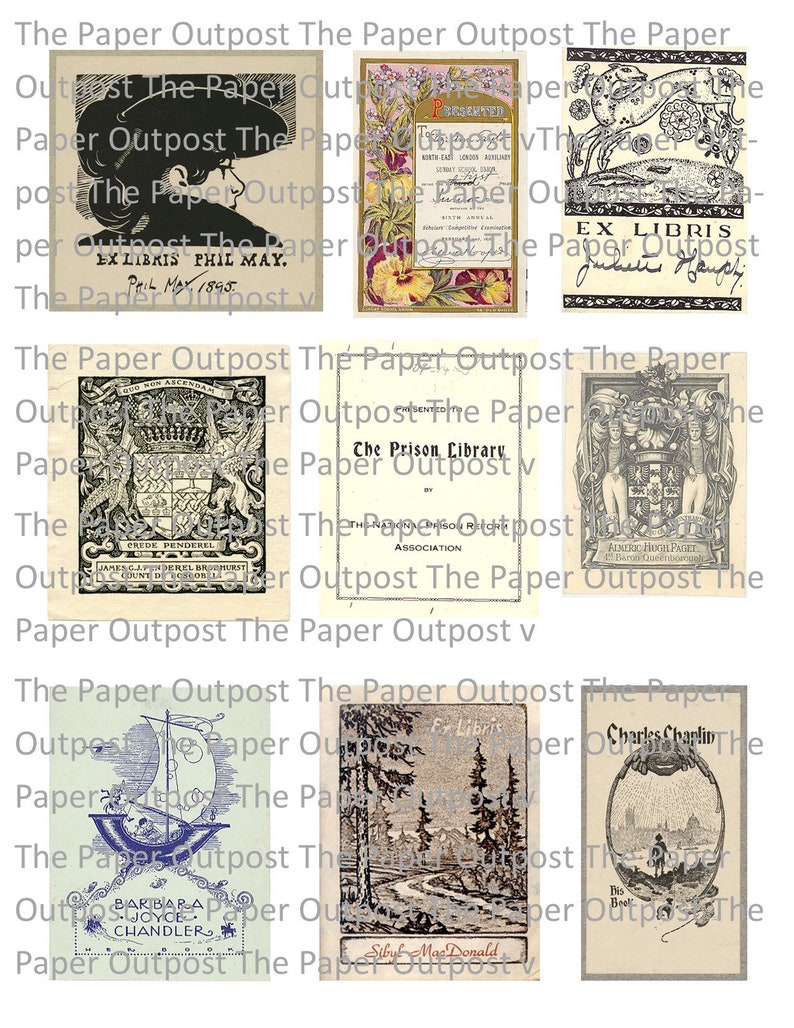 Bookplates Vintage Digital Printable Kit