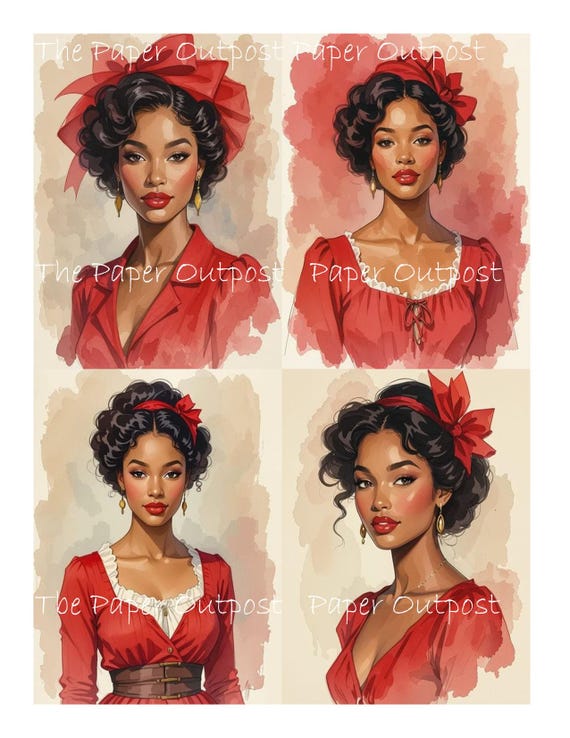 African American Woman Vintage Digikit, Printable Images (Digital Download)