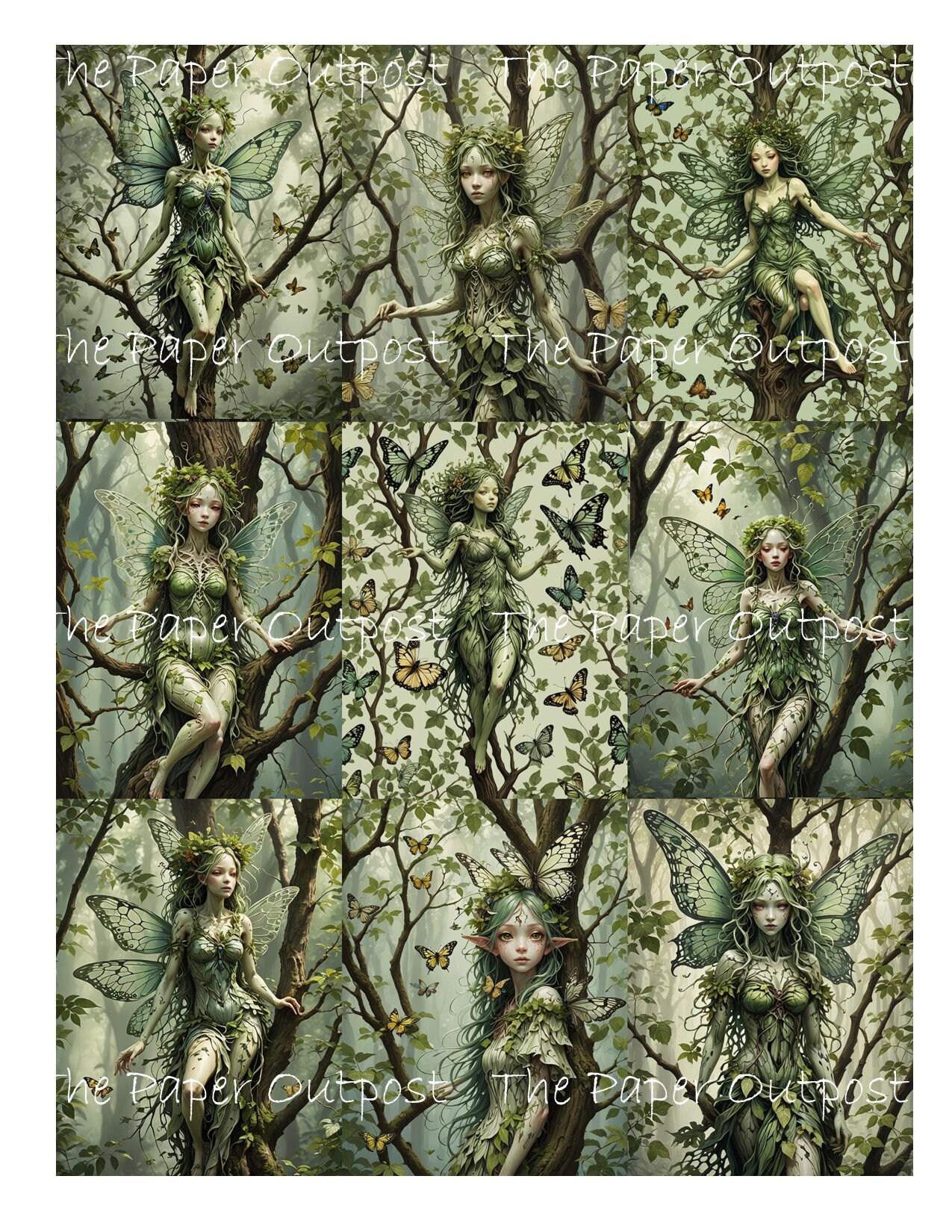 Tree Nymph Printable Images: Vintage Green Fairies (digital Kit) - Etsy