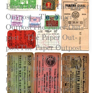 Tickets #1 Vintage Digital Printable Kit Old Tickets Vintage Tickets ...