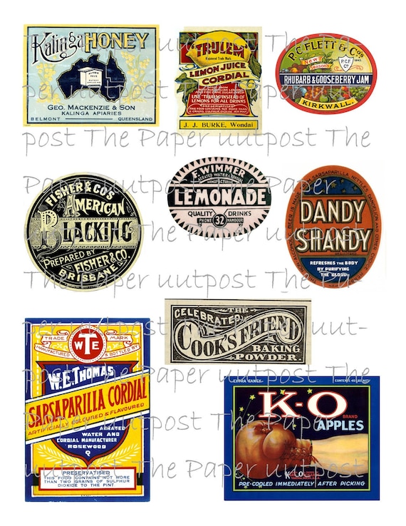 Labels Vintage #1  Vintage digital printable kit digital kit digi kit digikit old labels label antique labels lable lables the paper outpost