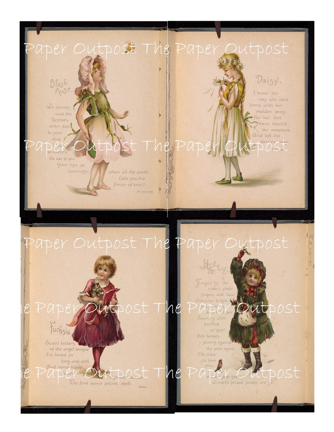 Flower Girls Vintage Digital Printable Downloadable Image - Etsy