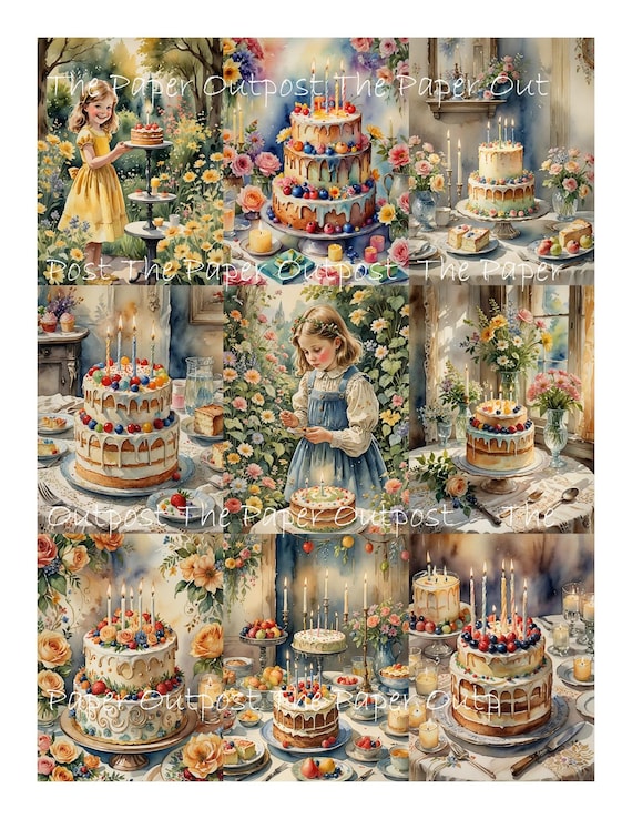 BIRTHDAY TIME Digikit digi kit digital printable digital happy birthday vintage birthday cake ThePaperOutpost paper outpost shop pam