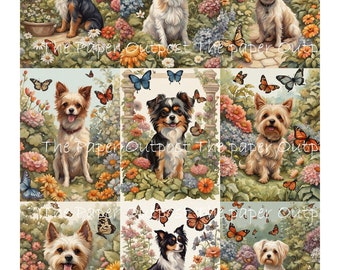 DOG AND BUTTERFLY Digikit digikit digital printable digital vintage dogs and butterflies illustration ThePaperOutpost paper outpost shop pam