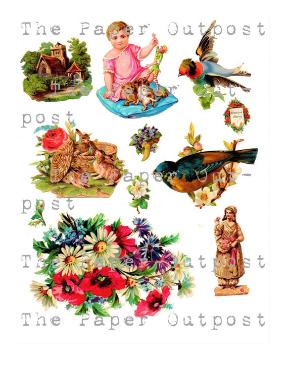 Victorian Scraps digital printable kit Vintage victorian die cuts Digital Kit Junk Journal Ephemera Vintage victorian die cut vintage Images