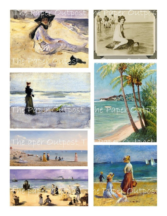 BEACHSIDE ESCAPE Vintage Digikit digital kit digital printable digital digi kit surf sand ocean ThePaperOutpost beaches the paper outpost