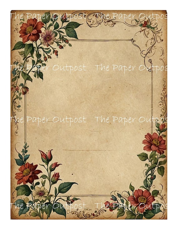 FLOWER WRITING PAPER Digikit Printable Image, journal paper, flower, flowers, botanicals, stationery  ThePaperOutpost paper outpost shop pam