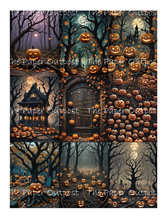 HALLOWEEN PUMPKINS Digikit digital printable digital Halloween pumpkin jackolantern illustration ThePaperOutpost paper outpost shop pam