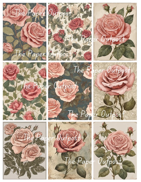 ROSY POSY Digikit digi kit digital printable digital rose, roses, rosy posys, flower, botanical  ThePaperOutpost paper outpost shop