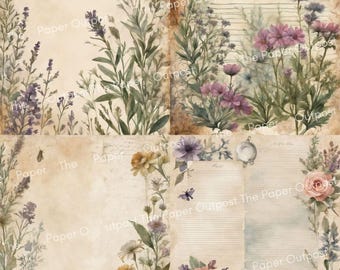 Flower Stationery | Botanical Writing Papers | Junk Journal Pages | Printable Signature Pages Pam at the Paper Outpost