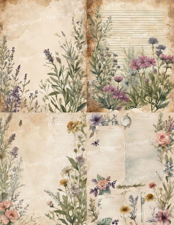 Flower Stationery | Botanical Writing Papers | Junk Journal Pages | Printable Signature Pages Pam at the Paper Outpost