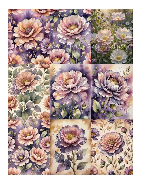 PASTEL FLOWER Digikit digital printable digital pastel flowers, botanical image, floral images, ThePaperOutpost paper outpost shop pam