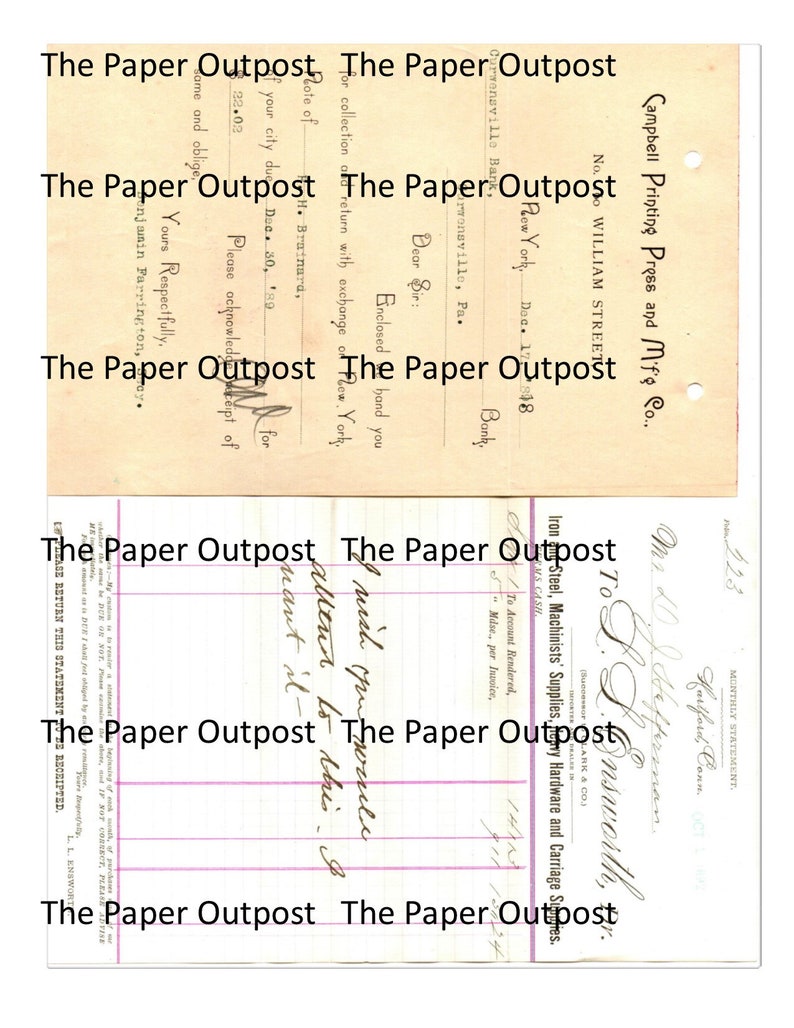 vintage receipts digital printable kit invoices junk journal etsy