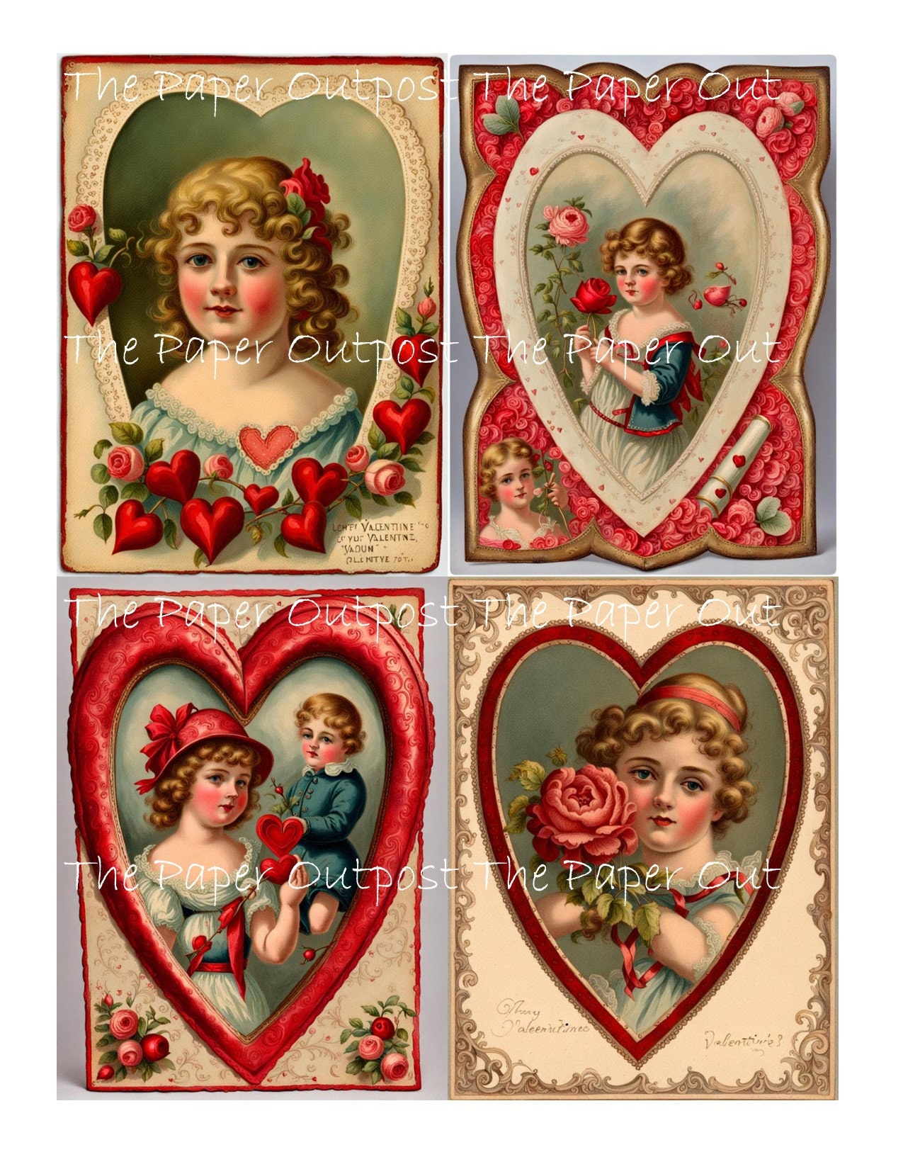  24 Pcs Vintage Valentine's Cards Valentine's Day