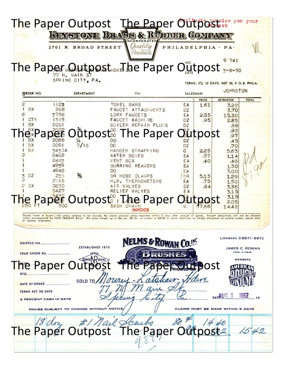 vintage receipts digital printable kit invoices junk journal etsy