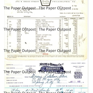 receipts vintage digital printable kit invoices junk journal etsy