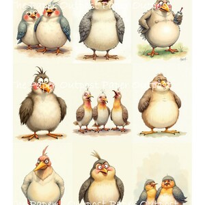 Whimsical Bird Family Digikit, Printable Anthropomorphic Birds (Digital Download) Bird Committee image 5