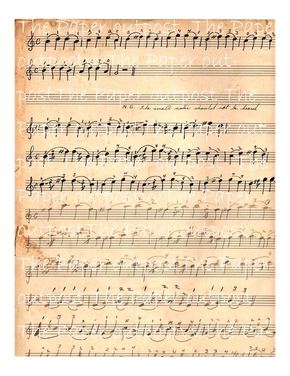 old sheet of music with handwritten notes, mf, mezzo-forte Stock