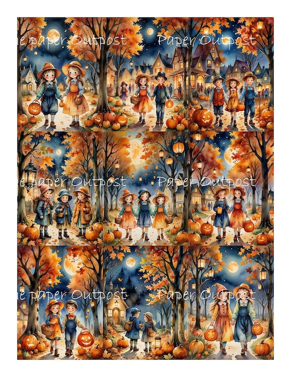 Vintage Halloween Digital Collage Kit: Happy Children Images (Printable Download)