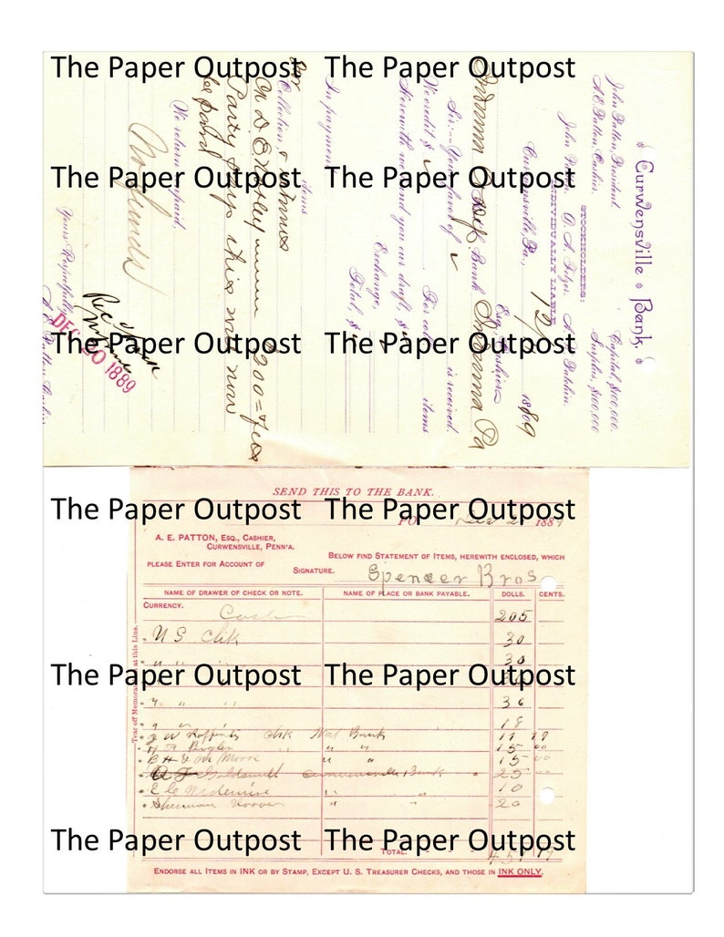 vintage receipts digital printable kit invoices junk journal etsy