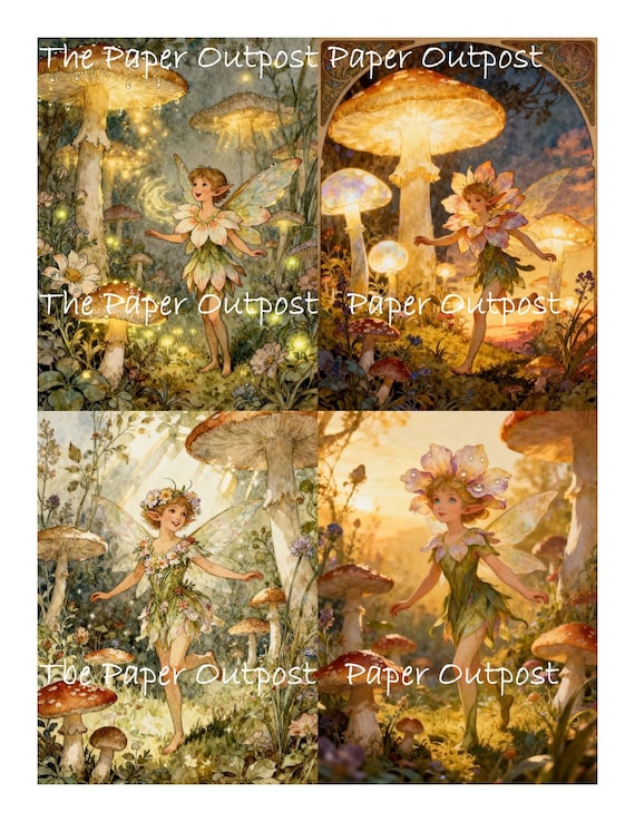 Garden Fairy Digikit Printable Images Whimsical elf, flower sprite, fantasy art digital download The Paper Outpost