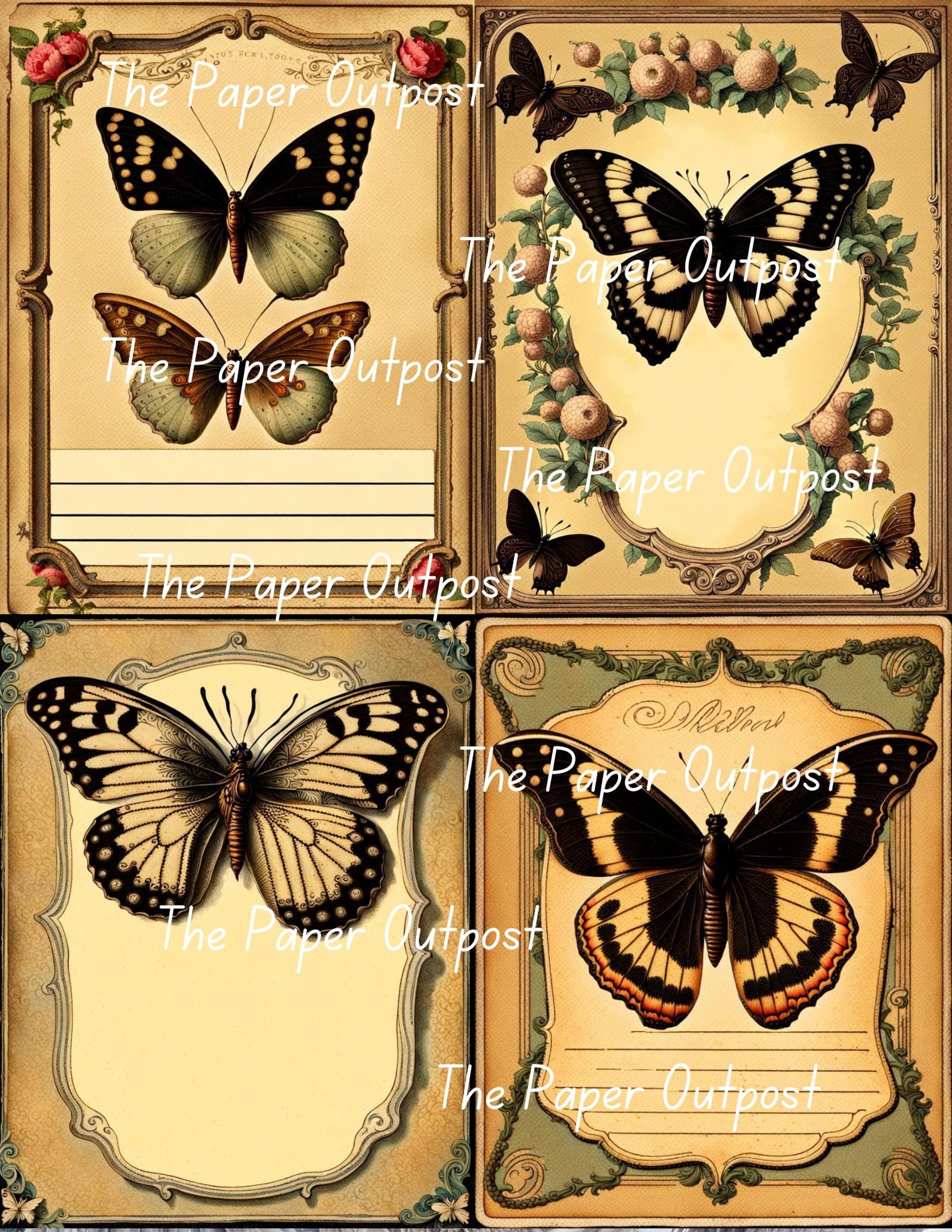 Vintage Butterfly Labels: Printable Digital Collage Kit (digital ...