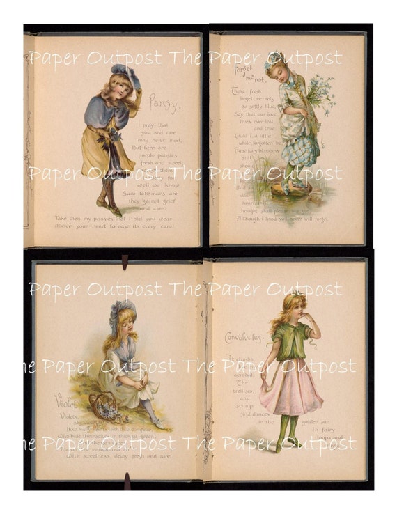 Flower Girls Vintage Digital Printable downloadable image digikit digital kit printable digi kit ThePaperOutpost flowers the paper outpost