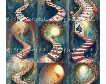 Fantasy Spiral Staircase Art, Playing Card Theme (Digital Download)