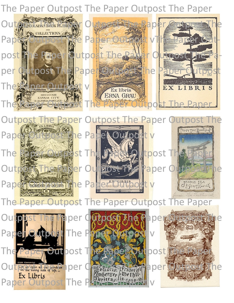 Bookplates Vintage Digital Printable Kit Digital Kit Digikit Etsy UK