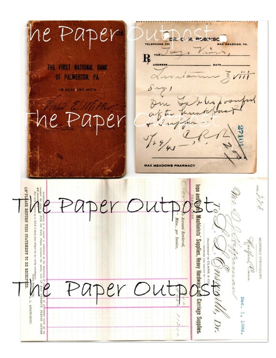 Vintage Ephemera #10 Digital Kit Digital Print Old Papers Digiprint Junk Journal digikit Handwritten Letters Receipts digi The Paper Outpost