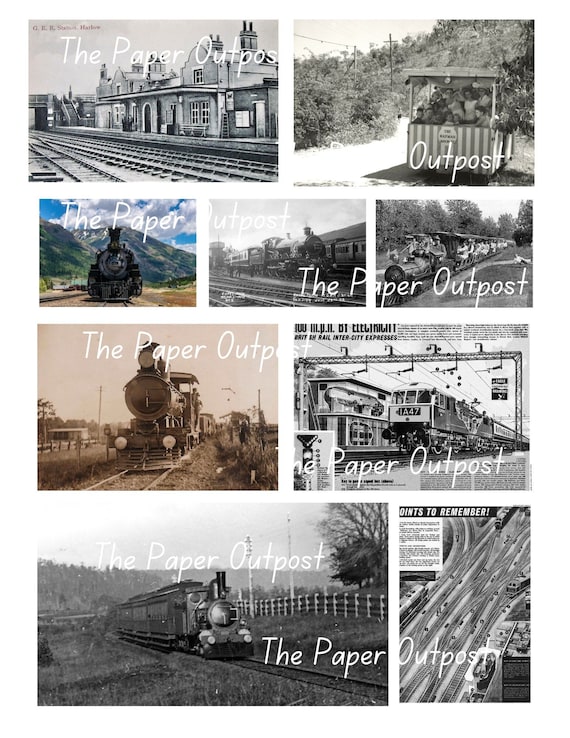 TRAINS OF ADVENTURE Printable Digital Download Printable Image, Digikit train choo-choo rail paper outpost shop Paper Outpost PaperOutpost