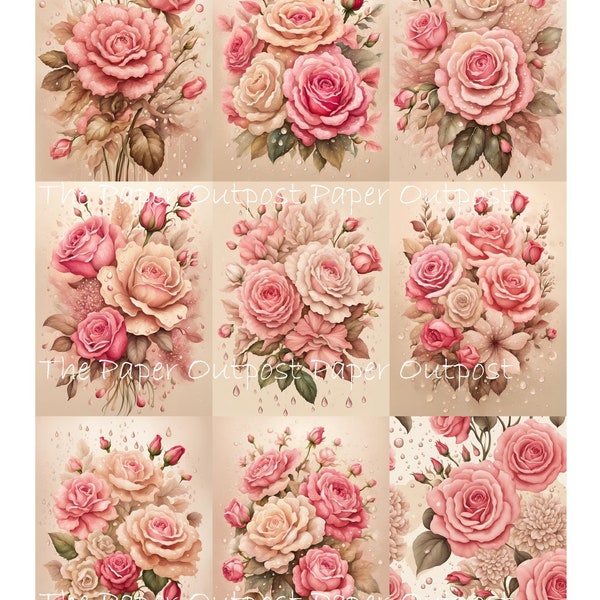 PRETTY PINK FLOWER  Digikit digi kit digital printable digital vintage pretty pink flowers botanical ThePaperOutpost paper outpost shop pam