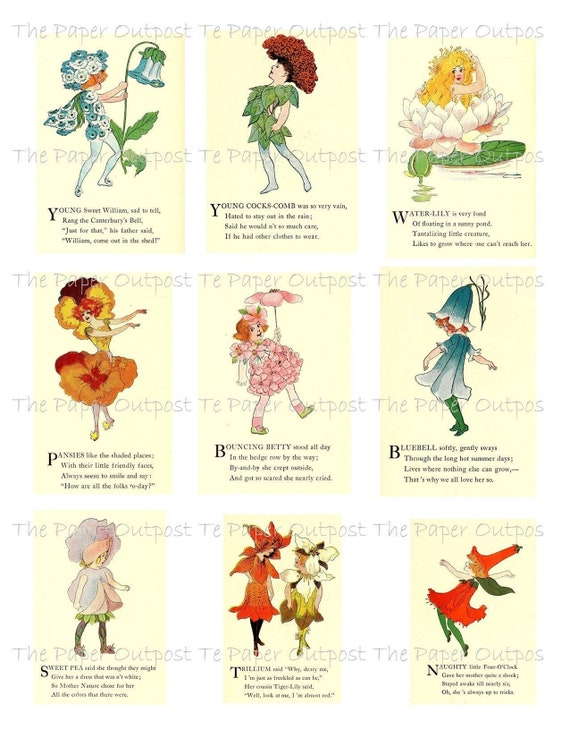 FLOWER FOLK Printable Digital Download Printable Image Digikit flower children floral people instant Download  Paper Outpost PaperOutpost