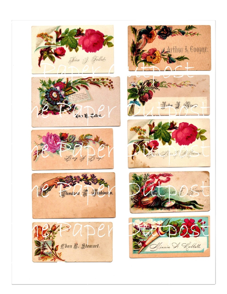 Victorian Calling Cards Digital Printable Kit 50 Cards for - Etsy UK