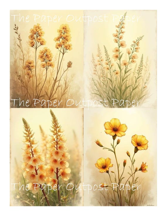 MYSTICAL MEADOW Digikit Printable Image soft yellow magical mystic meadow of dreams wild flowers, field ThePaperOutpost Pam at Paper Outpost