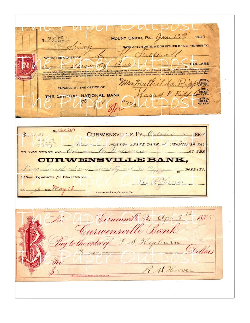 Checks Vintage Digital Printable Kit Old Checks Digital Kit Etsy