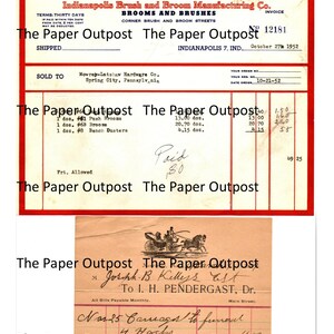 receipts vintage digital printable kit invoices junk journal etsy