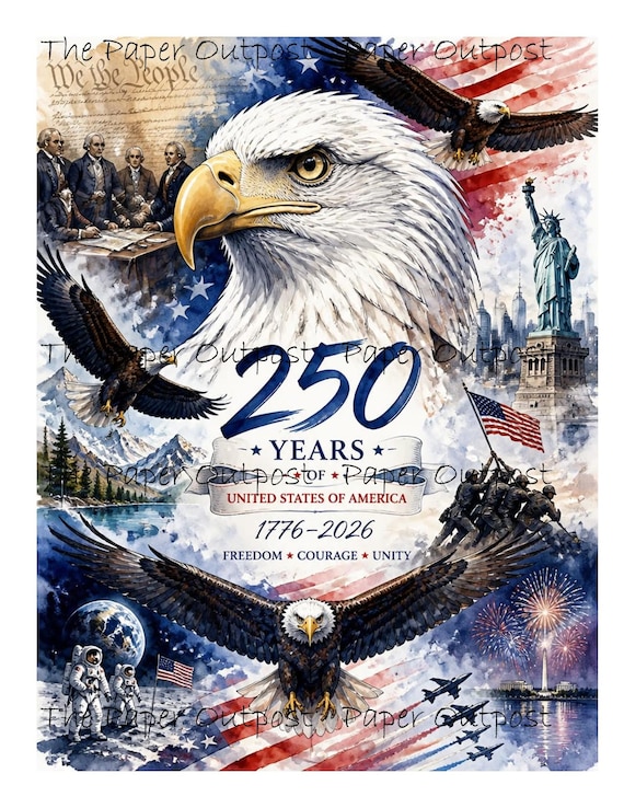 Independence Day Digikit Printable Images July 4th, USA, 250 Years Celebration, holiday, digital download Paper Outpost