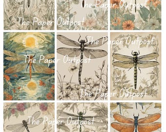 Vintage Dragonfly Images: Printable Digital Kit (Digital Download)