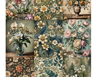 Digitalt blompapper: Blommor i överflöd utskrivbara collageark (digital nedladdning)