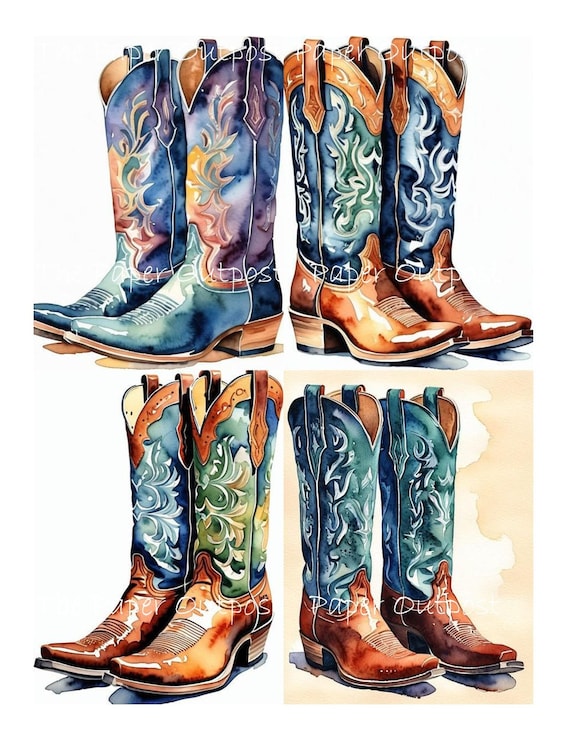 Cowboy Country Digikit, Printable Cowboy Hats, Cowboy Boots, Cowboy Life Images (Digital Download)