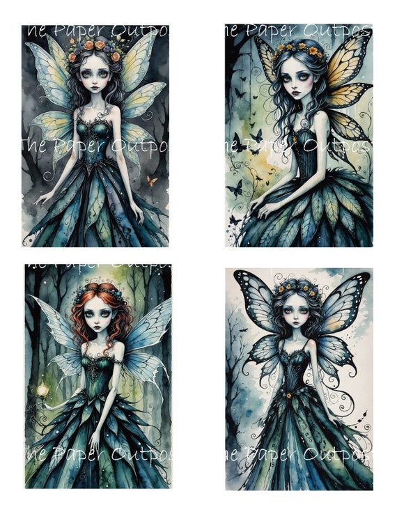 FAIRY of The NIGHT  Digikit Printable Image, night fairies, dark fairy, scary fairy  ThePaperOutpost paper outpost shop pam