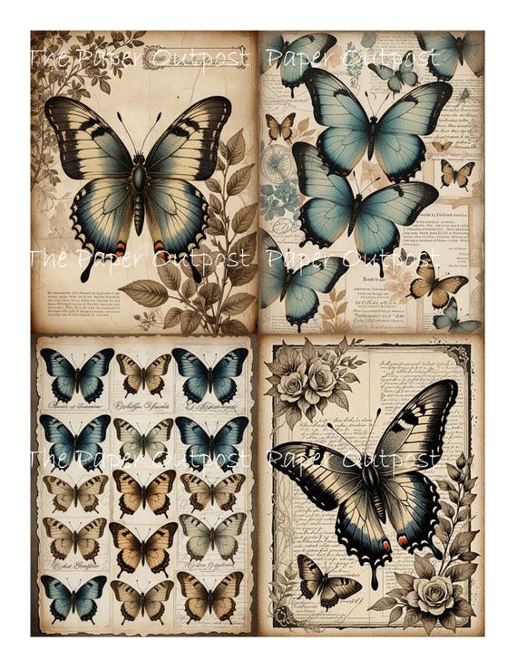 BUTTERFLY ENTOMOLOGY Digikit digital printable digital butterfly labels, butterflies, wings ThePaperOutpost paper outpost shop pam