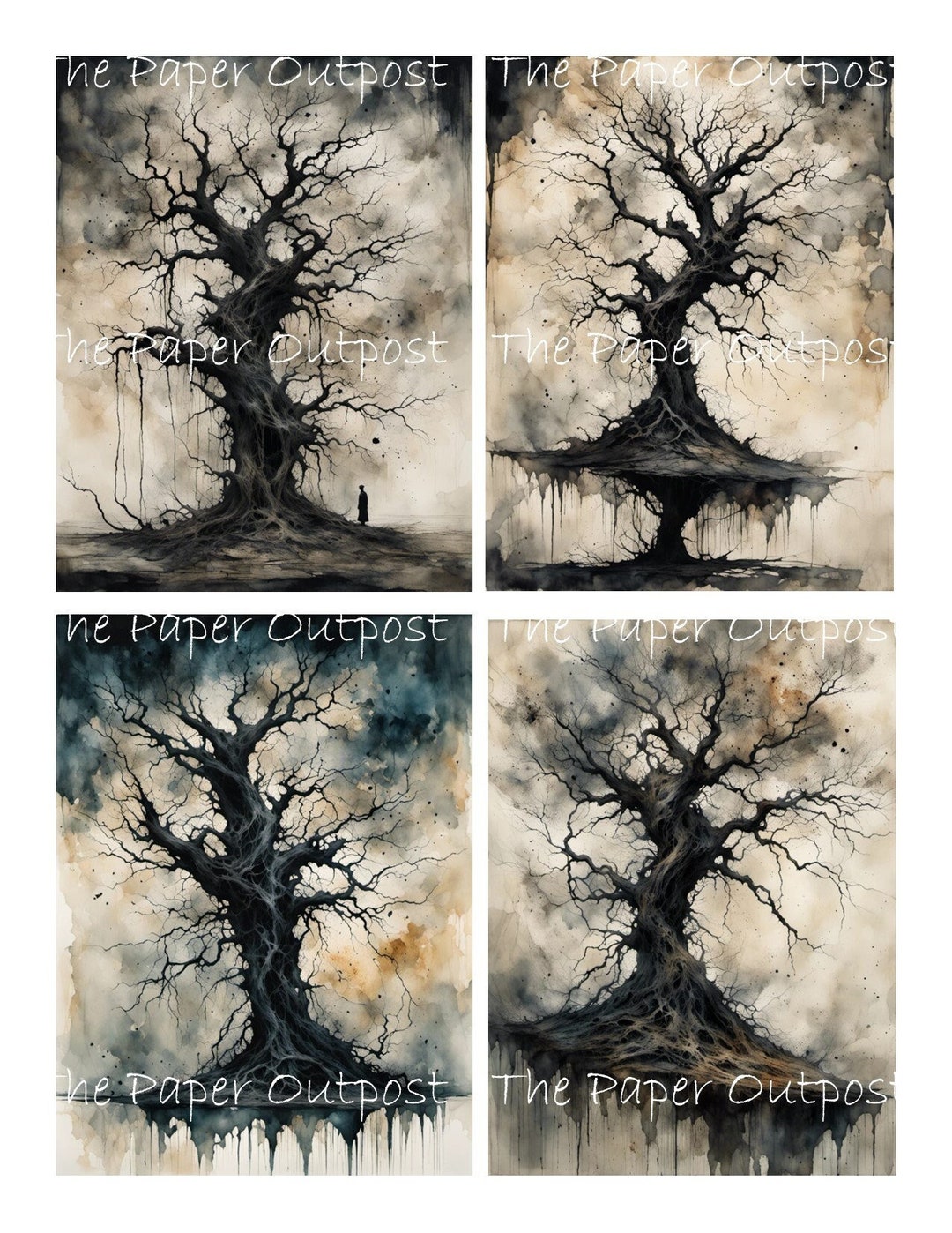 Spooky Tree Printable Images: Digital Scrapbook Kit (digital Download ...