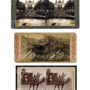Stereoskopische Fotos digital bedruckbares Kit Digital Kit Digi Kit Digikit antike Fotografien Bilder Vintage Bilder das Papier Vorposten